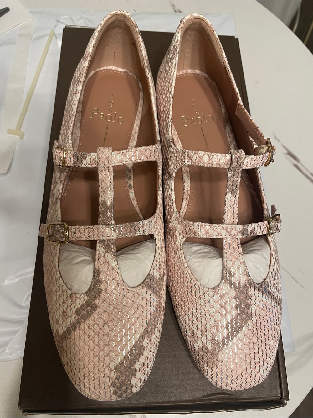 Paolo Matilda 2-L Women's Pink Snake-Print M-J  Flats Fall and Winter’26 fashion
